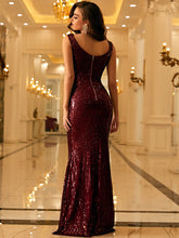 V Neck Sequin Prom Maxi Dress